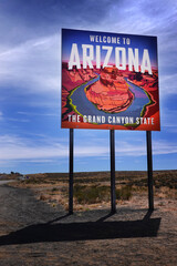 Welcome To Arizona State Highway Sign for State Line Entrance