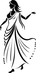 Elegant Silhouette of a Woman in a Saree
