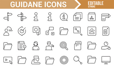 Set of Guidance Icons Representing Navigation and Information Systems