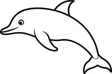 dolphin icon line art vector illustration on transparent background
