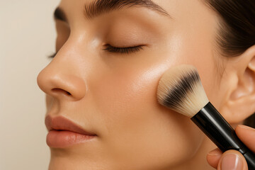 Beauty and skincare routine: applying makeup with precision and care