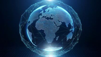global network connection digital earth technology and futuristic data transfer