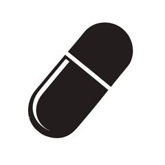 Minimalist Capsules Silhouette Icon on White Background