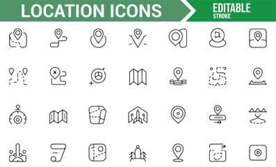 Set of Map and GPS Icons for Navigation and Tracking