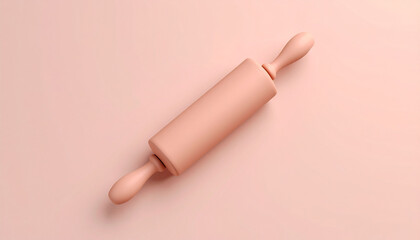 Clay 3D Icon of Rolling Pin with Flattened Dough Minimal Background Simple Kitchen Tool