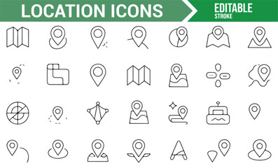 Icons for Location, Travel, and Wayfinding Featuring Direction Symbols