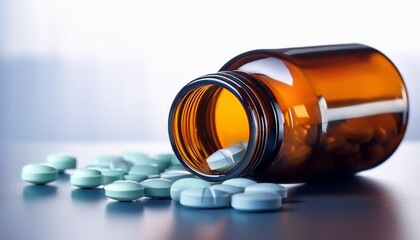medicine bottle and pills