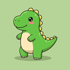 Adorable Green Dinosaur Cartoon Illustration Perfect for Kids Books and Designs