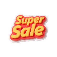 3d render super sale text badge for advertising