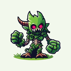 vector style cute unique undead monster mascot illustration