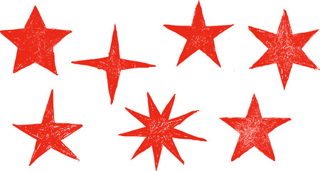 Obraz premium Star Basic Shapes Ink Brush Stroke Drawing Vector Set