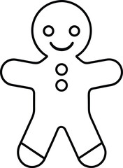gingerbread man icon line art vector illustration on transparent background