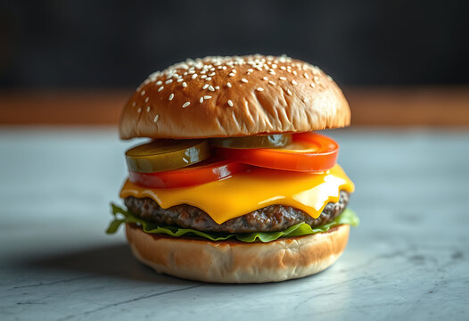 hamburger on a black background