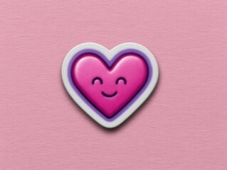 Fototapeta premium A cheerful smiling heart emoji in vibrant pink tones radiating warmth and love against a soft pastel backdrop perfect for expressing affection and joy in digital communication