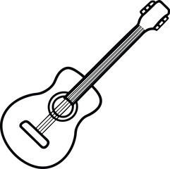 guitar icon line art vector illustration on transparent background