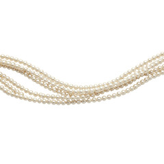Creamy white pearl strands elegantly arranged on a transparent background. The pearls are uniformly sized and create a smooth, flowing curve
