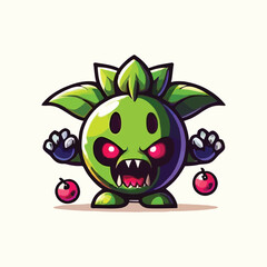 vector style cute unique undead monster mascot illustration