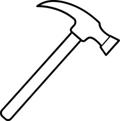 hammer icon line art vector illustration on transparent background