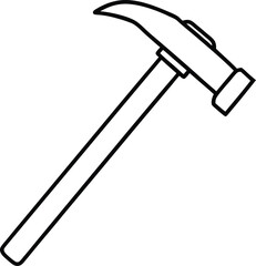 hammer icon line art vector illustration on transparent background