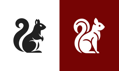 Stylized squirrel logo design black and white ai generated