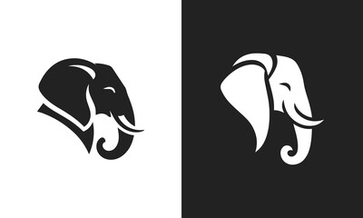 Elegant black and white elephant head logo design ai generated