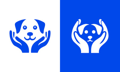 Caring hands protecting dog logo design ai generated