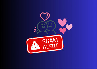 Love scam alert illustration with a loving design symbolizing passion and fake loves