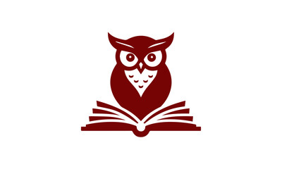 Wise owl perched on an open book logo design ai generated