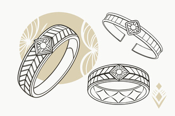 vector-set-set-of-art-deco-jewelry--brooches--pins