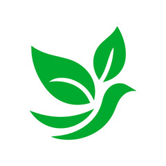 Green bird logo design with leaves for Eco business ai generated