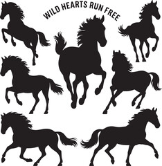 Galloping Wild Horses Silhouette Vector Pack for Western and Nature Designs