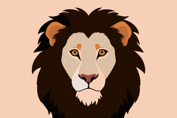 Vibrant Lion Head Illustration with Bold Orange and Black Mane Design