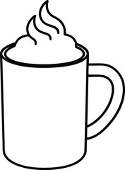 hot cocoa mug icon line art vector illustration on transparent background