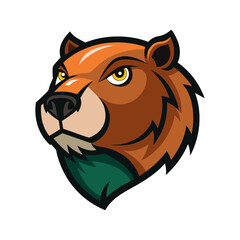 beaver head icon 2 color side white black vector art illustration