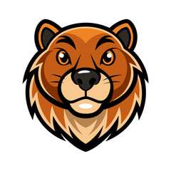 beaver head icon 2 color side white black vector art illustration