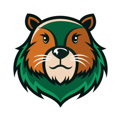 beaver head icon 2 color side white black vector art illustration