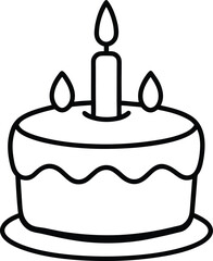 Birthday Cake icon line art vector illustration on transparent background