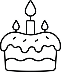 Birthday Cake icon line art vector illustration on transparent background