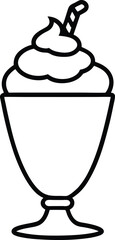 ice cream cone icon line art vector illustration on transparent background