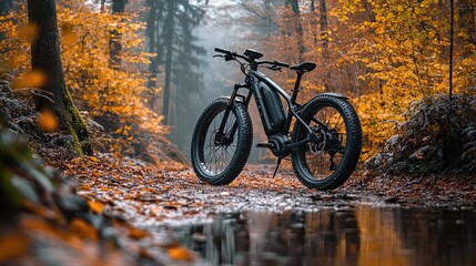 Electric bikes charging in a forest setting 