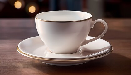 Obraz premium simple white cup on saucer for elegant beverages