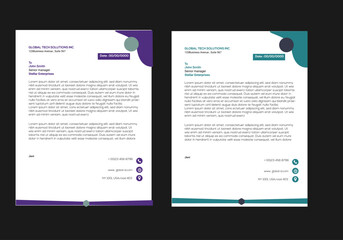 Clean and professional corporate company business letterhead template design with color variation bundle(45).