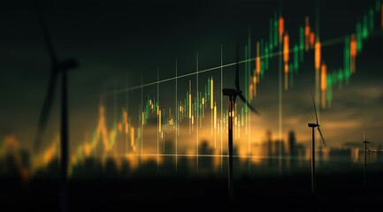 Electricity Price Surge and Green Energy Boom on Global Market. Rising Energy Costs and Renewable Energy Expansion.