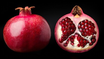 pomegranate isolated on black background