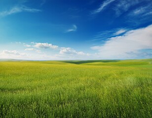 Fototapeta premium vast grassy plain under a clear sky