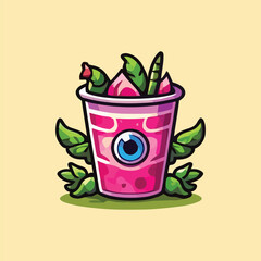 vector style cute unique undead monster mascot illustration