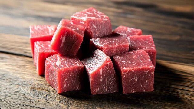 raw pork beef chops cube