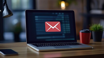 Email notification icon with biometric lock screen