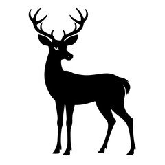 Fototapeta premium Deer Vector Silhouette Isolate White Background