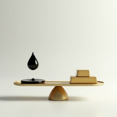 Fototapeta premium Oil and gold in perfect equilibrium – symbolic banner for global value contrast.